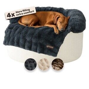 Pelsbarn Dog Bed for Couch Sofa w Non-Slip Oxford Bottom Large Gray 33 x 33 in